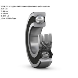 6004-2RS підшипник SKF 20х42х12
