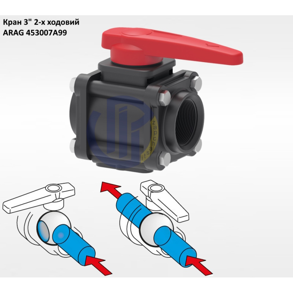 3" кран 2-х ходовий ARAG 453007A99 під рукав 75мм