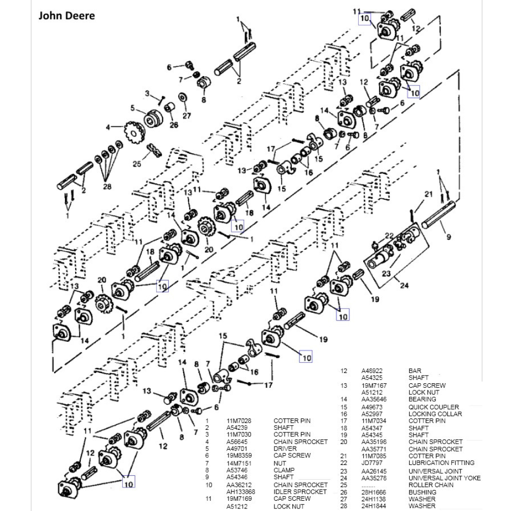 Зірочка 72 мм/51 мм, 6-гран 22 мм Z=19 John Deere AA36212