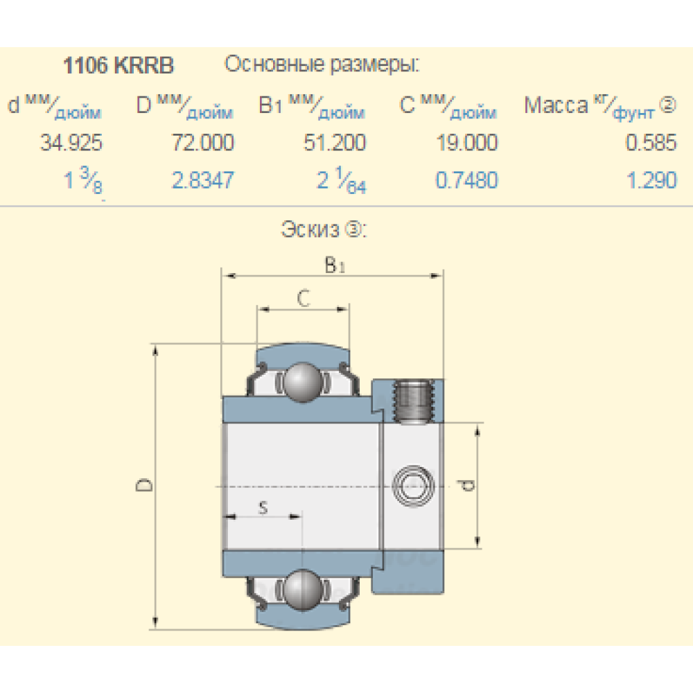 71309128 підшипник аналог YELAG207-106 SKF