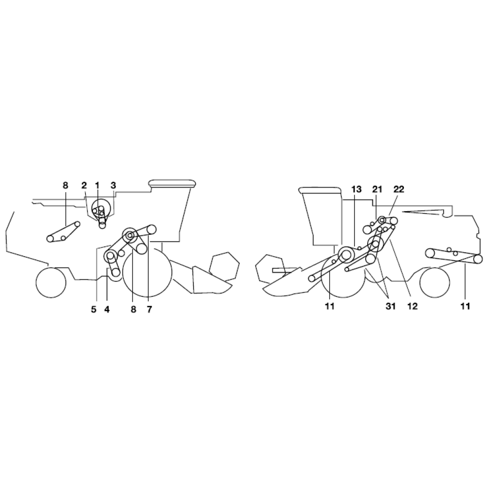 Ремни на комбайн John Deere 1055