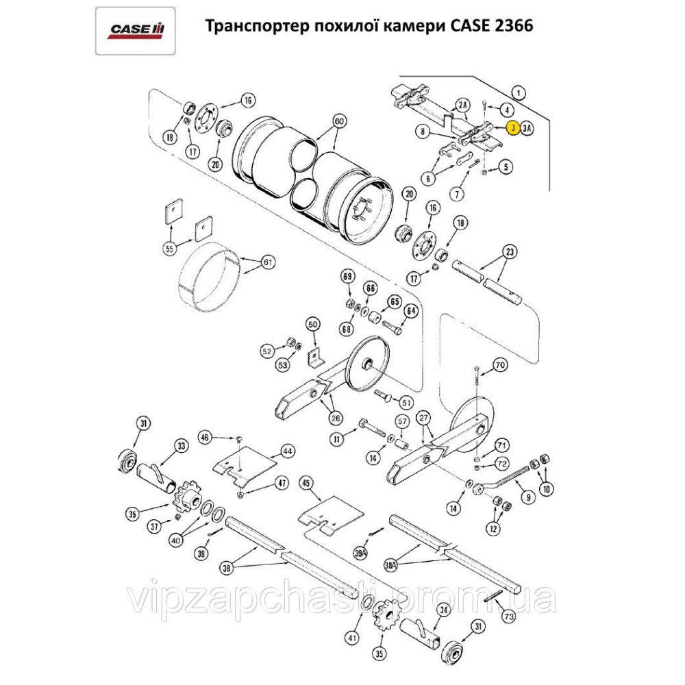 Ланцюг транспортера похилої камери CASE 2366, бічна 107871A1