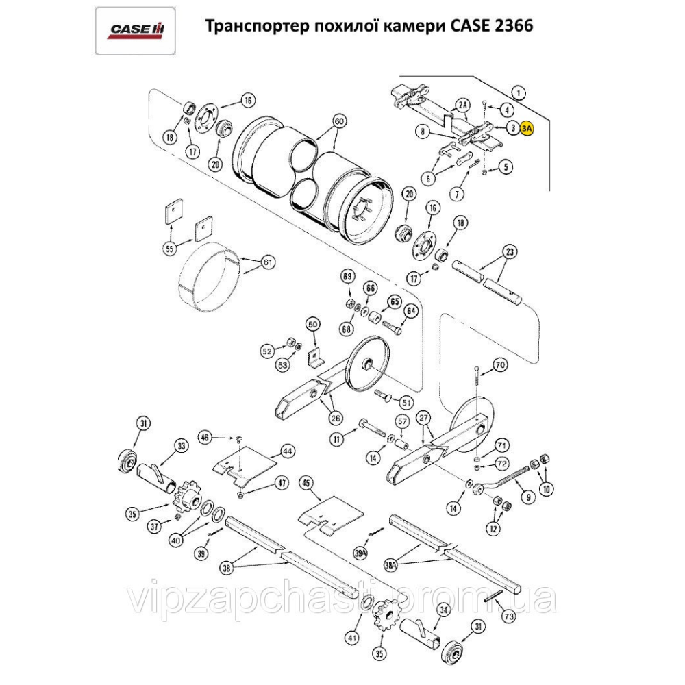 Ланцюг транспортера похилої камери CASE 2366, бічна 107929A1