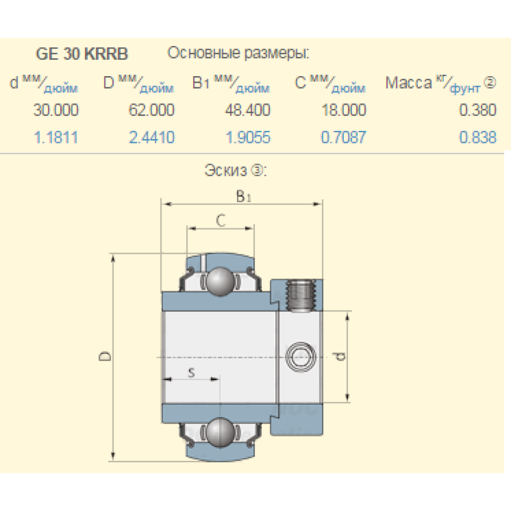 D41708600 підшипник Massey Ferguson GE30KRRB, HC206-30 PEER