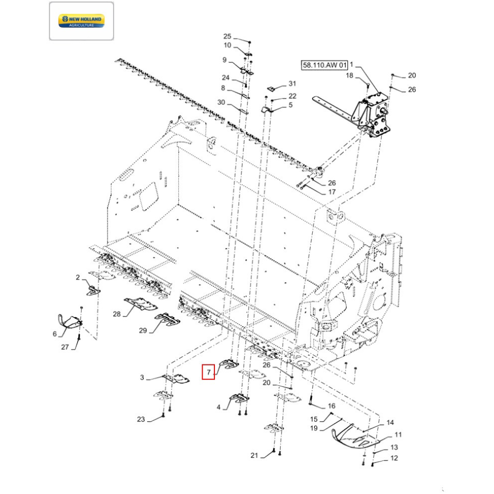 Палець подвійного ножа жатки New Holland 87470814, 740CF/3020