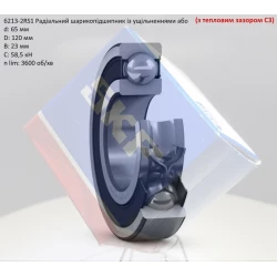 6213-2RSC3 підшипник SKF 65х120х23 (з тепловим зазором)