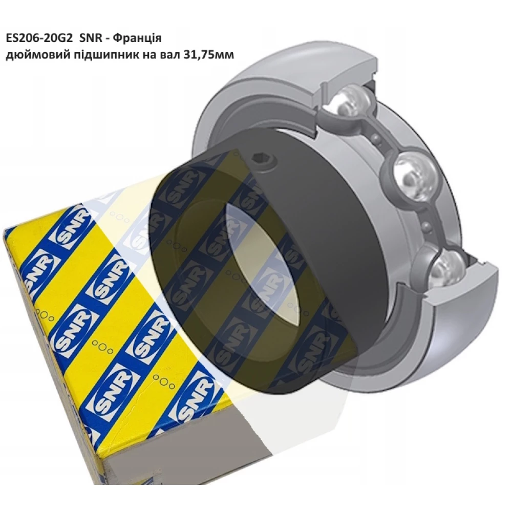 ES206-20G2 підшипник дюймовий SNR - Франція ( на вал 31,75 мм )