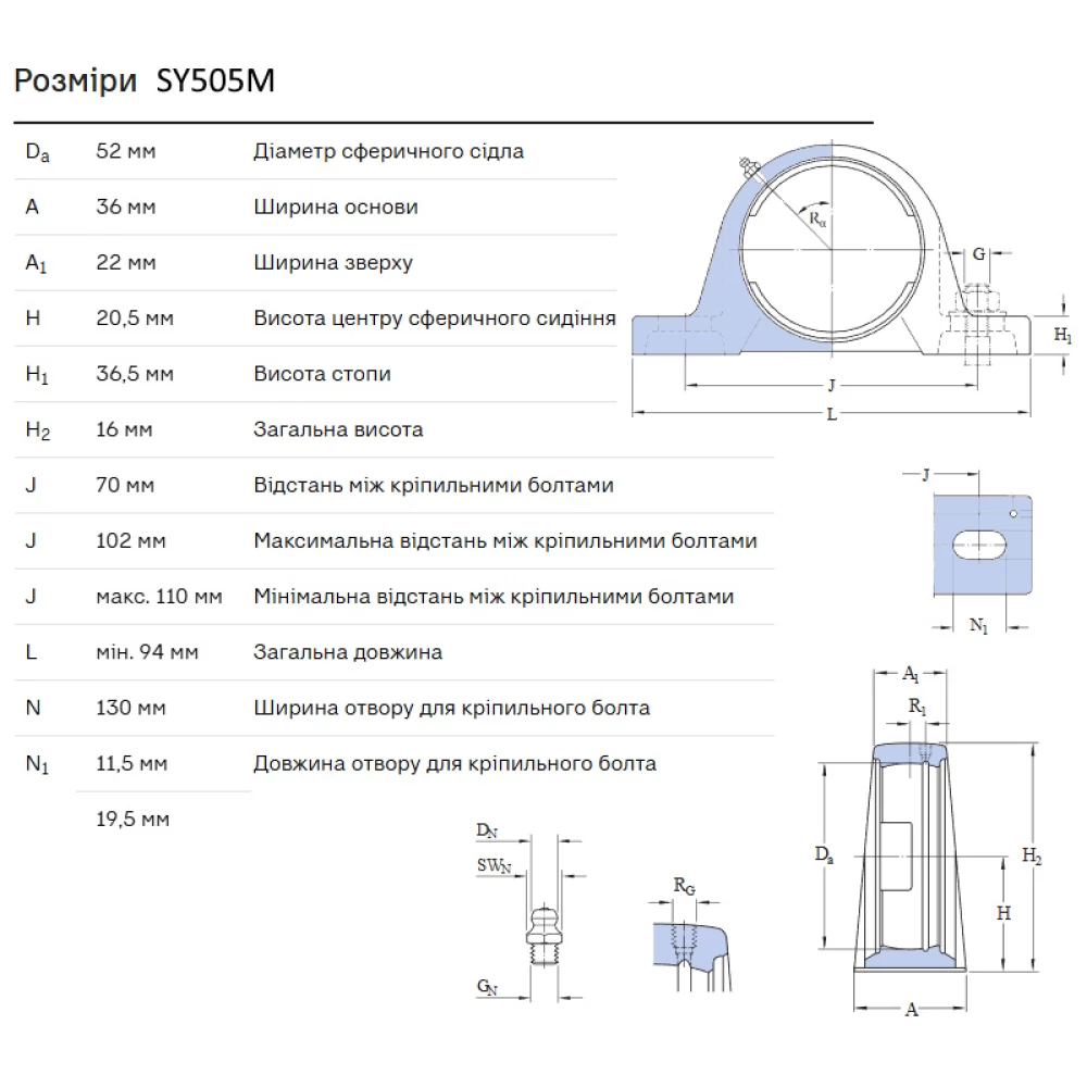 SY505M корпус SKF - Швеція ( на вал 25мм )