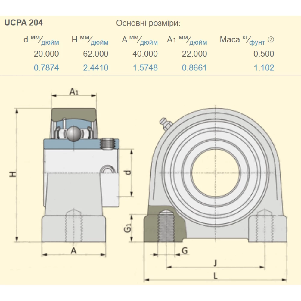 UCPA204 корпус з підшипником SKF - Швеція ( на вал 20мм )