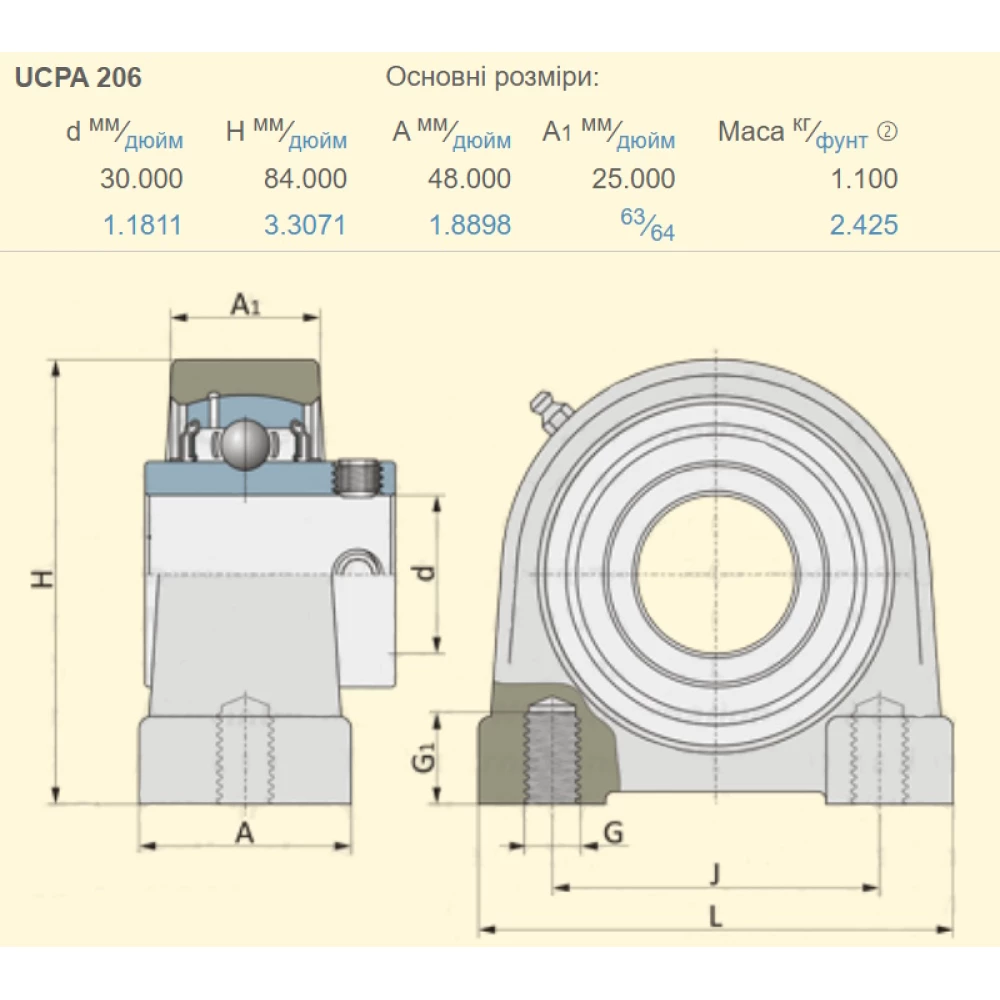 UCPA206 корпус з підшипником SKF - Швеція ( на вал 30мм )