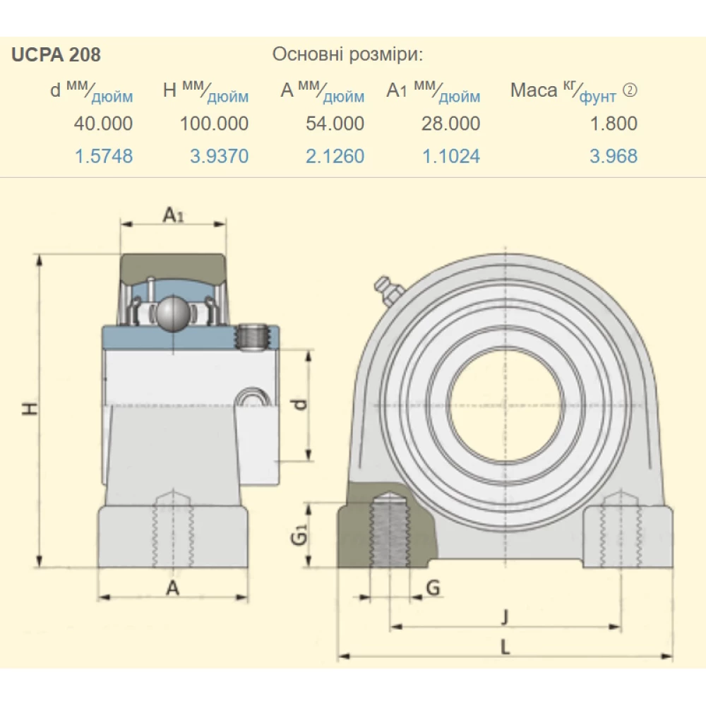 UCPA208 корпус з підшипником SKF - Швеція ( на вал 40мм )
