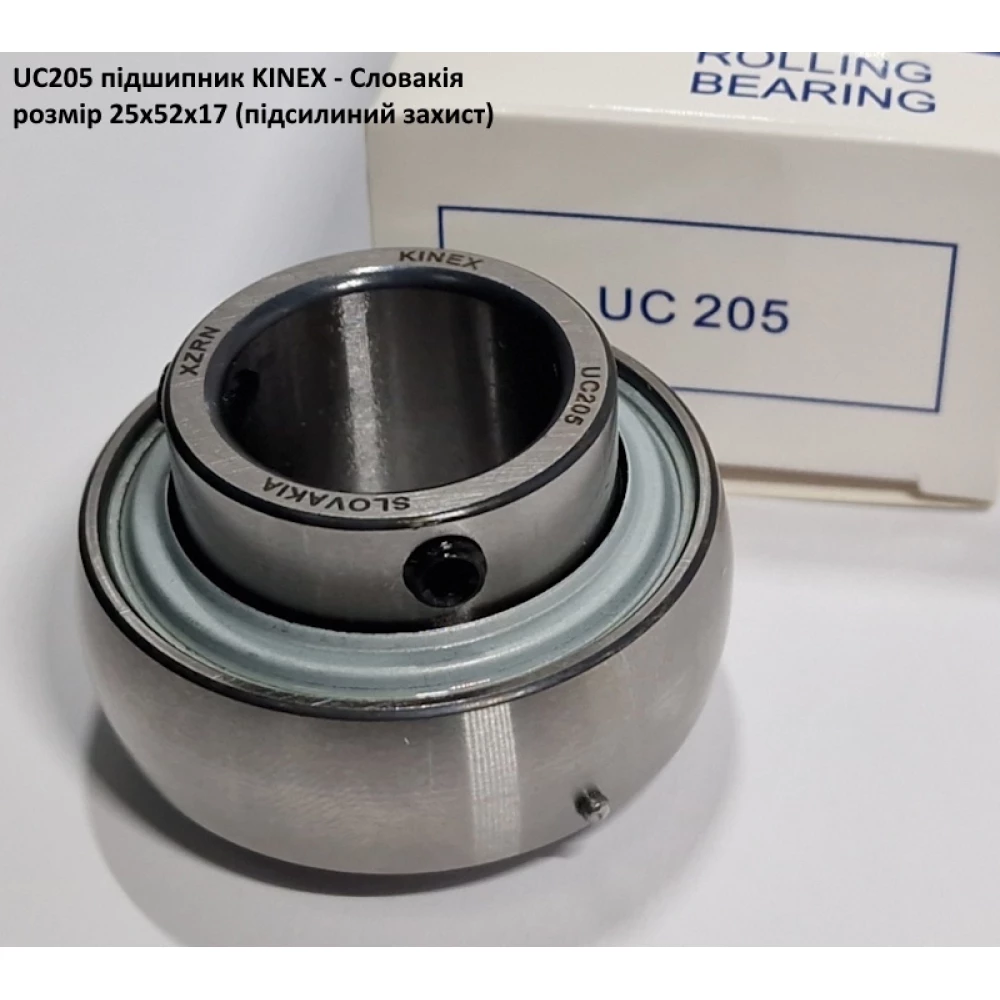 UC205 підшипник KINEX - Словакія 25х52х17 (підсилиний захист)