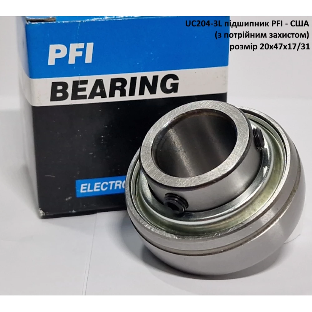 UC204 підшипник PFI - США 20х47х17/31 (з потрійним захистом)