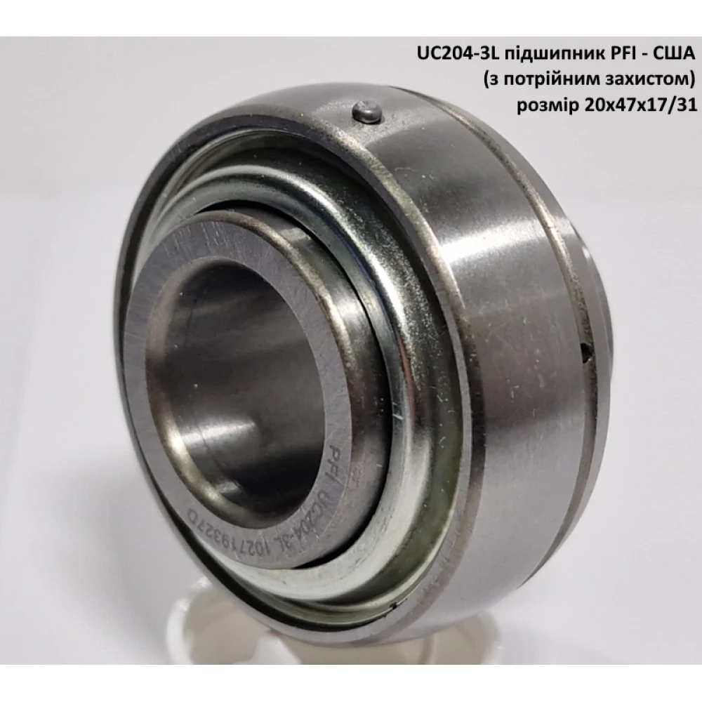UC204 підшипник PFI - США 20х47х17/31 (з потрійним захистом)