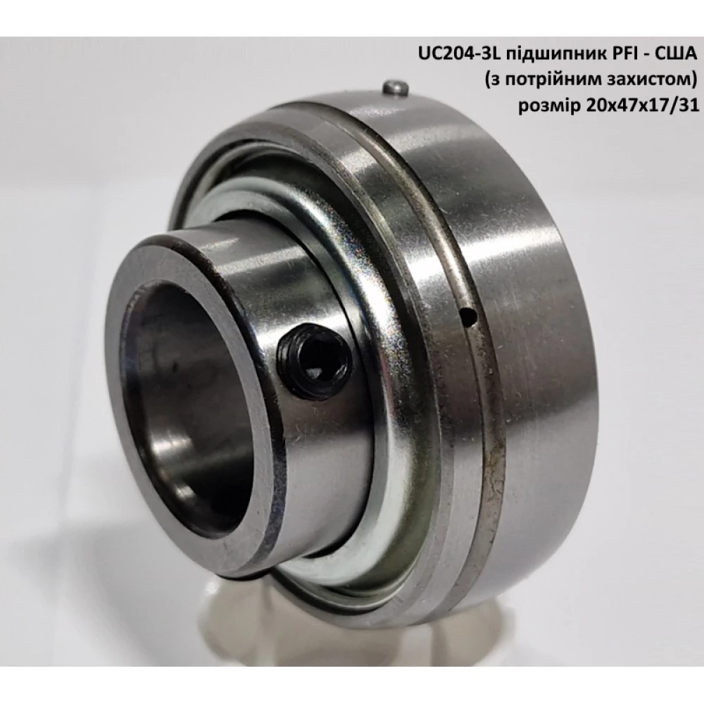 UC204 підшипник PFI - США 20х47х17/31 (з потрійним захистом)