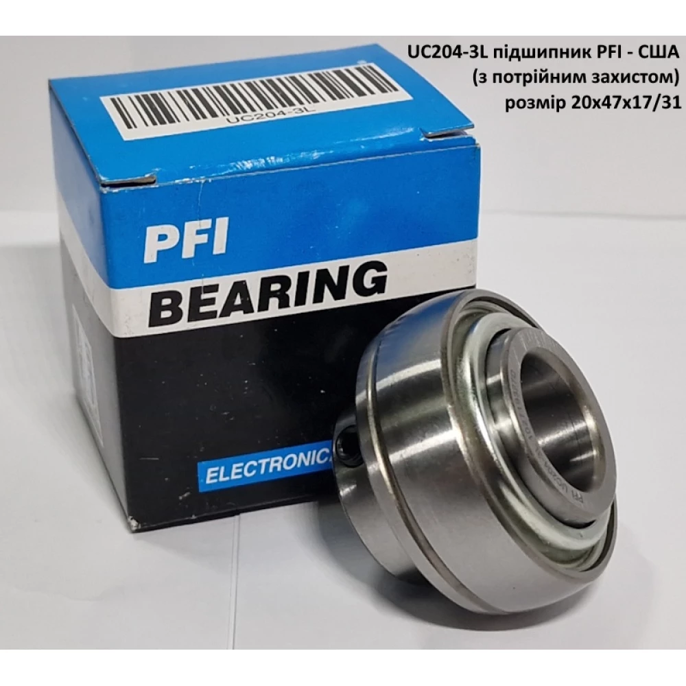 UC204 підшипник PFI - США 20х47х17/31 (з потрійним захистом)