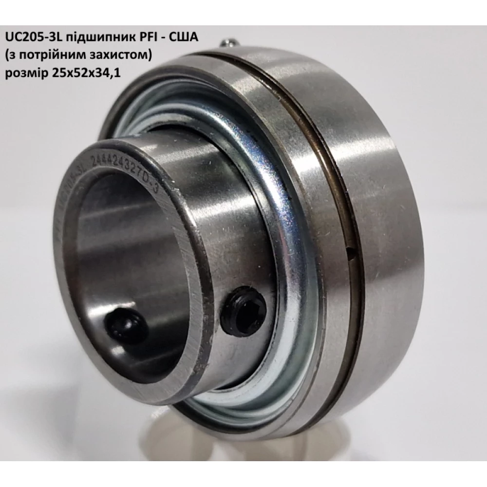 UC205-3L підшипник PFI - США 25х52х34,1 (з потрійним захистом)
