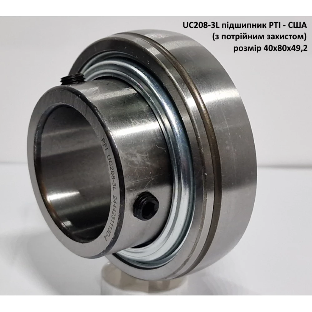 UC208-3L підшипник PTI - США 40х80х49,2 (з потрійним захистом)