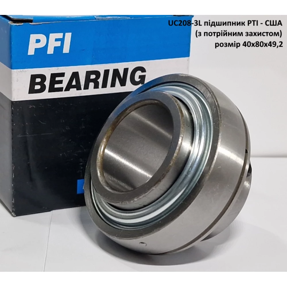 UC208-3L підшипник PTI - США 40х80х49,2 (з потрійним захистом)