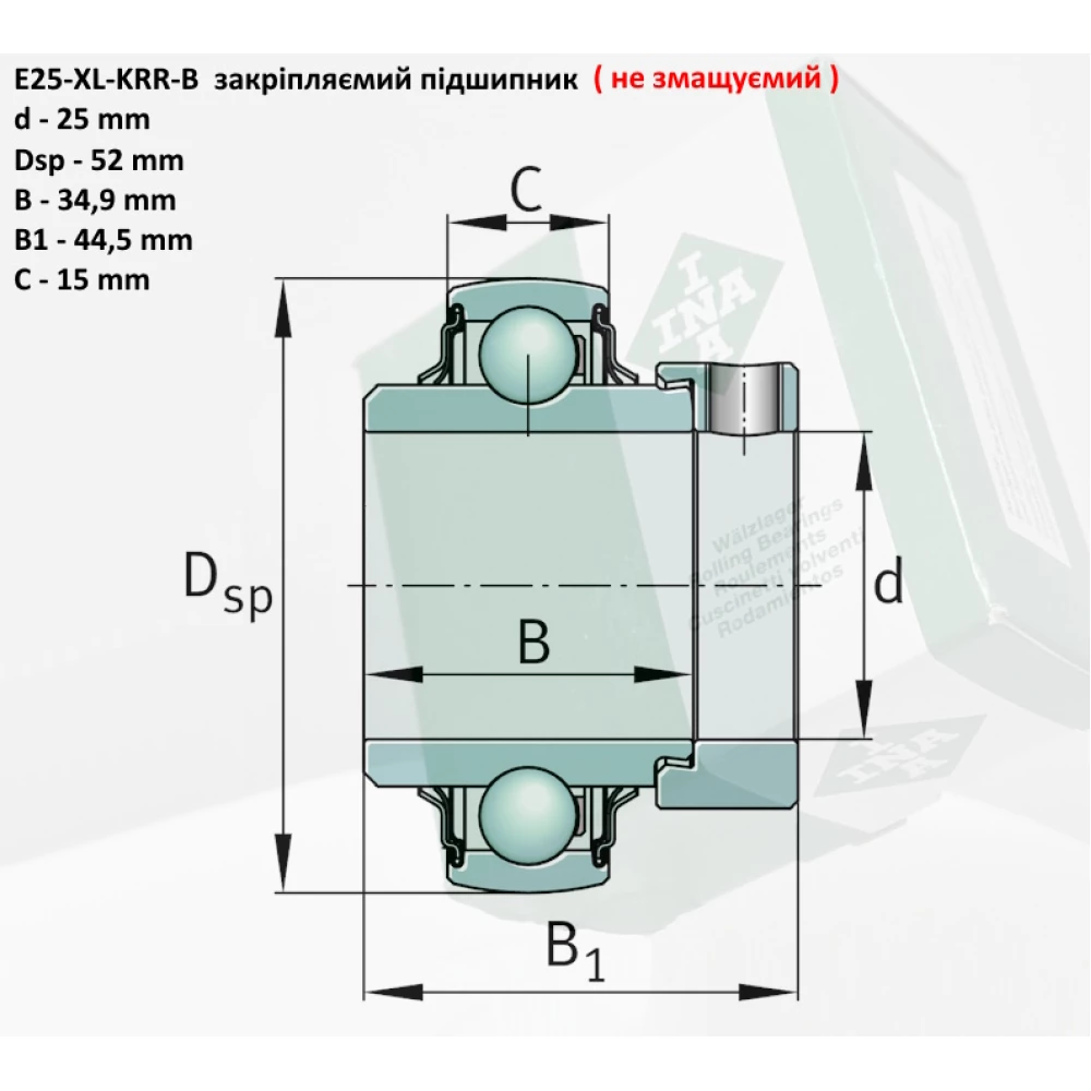E25KRRB підшипник (не змащуваний) INA 