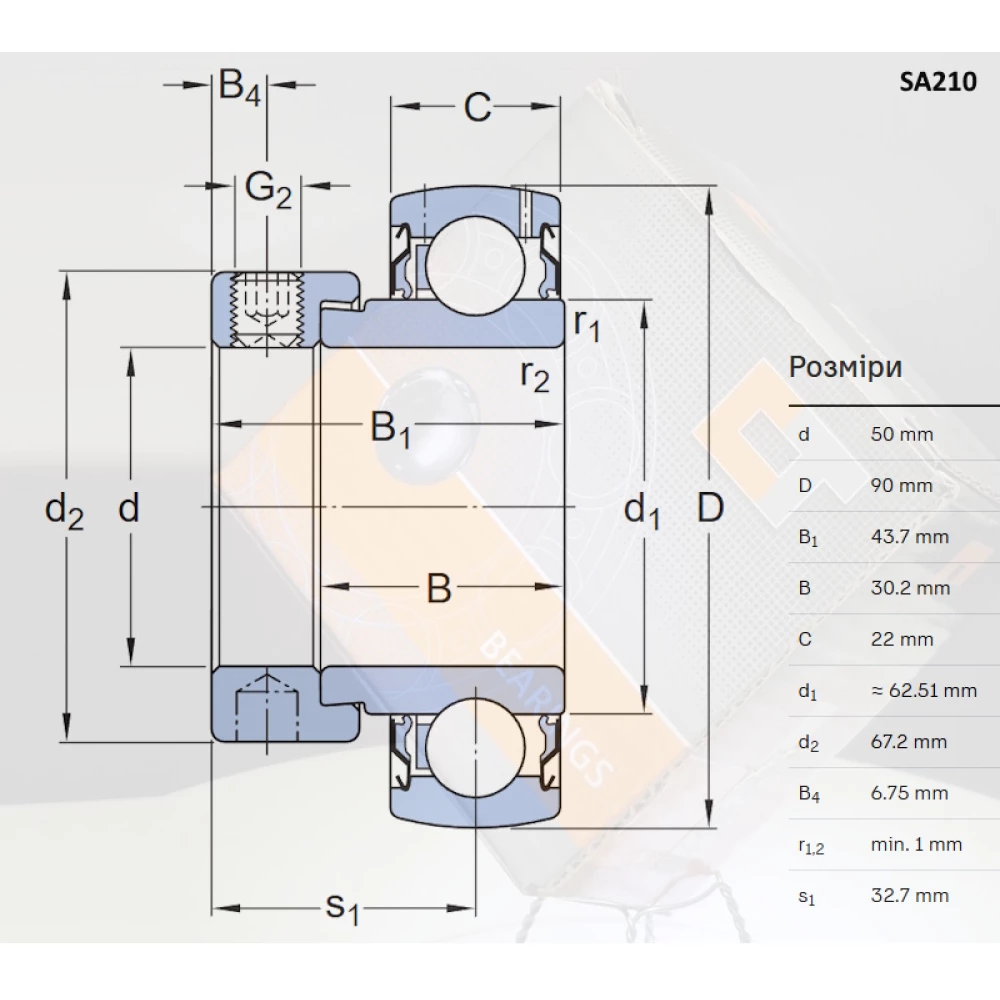 SA 210 підшипник CT - Китай 50х90х43,7