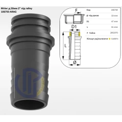 2" фітінг прямий 50мм (під гайку) 106750