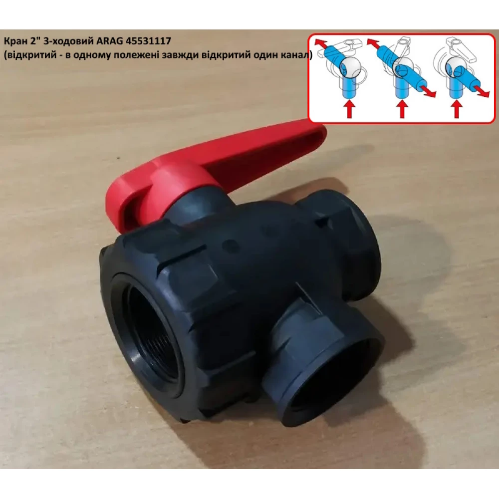 2" кран 3-х ходовий ARAG 45531117 (відкритий)