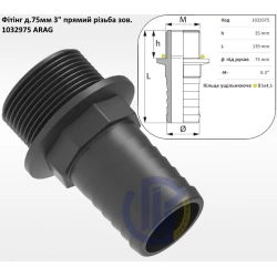 3" фітінг прямий 75мм різьба 1032975