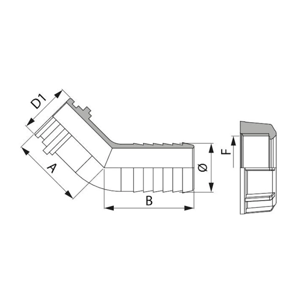 Фітінг під гайку ARAG (кут 45 град)