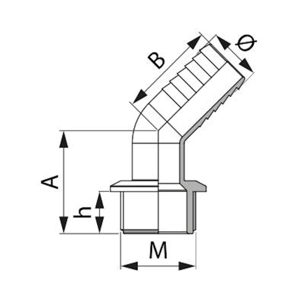   Фітінг різьба зовнішня ARAG (кут 45 град)