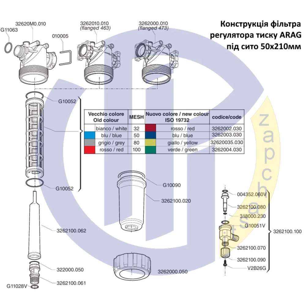 Фільтр регулятора тиску (під болти) ARAG 3269113 280 л/хвил