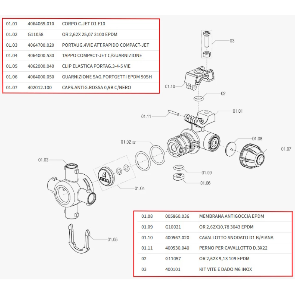 ARAG (Італія) корпус форсунки 4-х позиційний