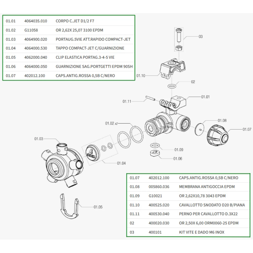 ARAG (Італія) корпус форсунки 5-ти позиційний