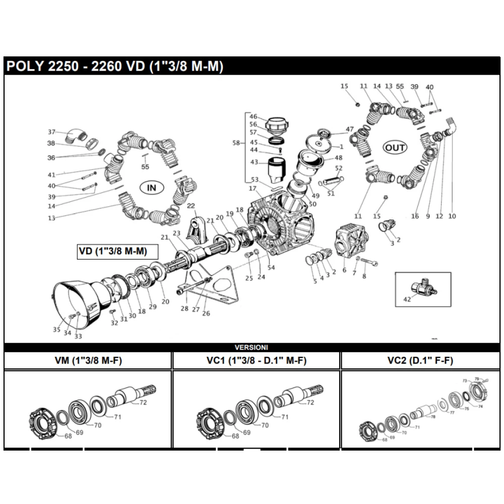 Запчастини на насос POLY-2260 Bertolini