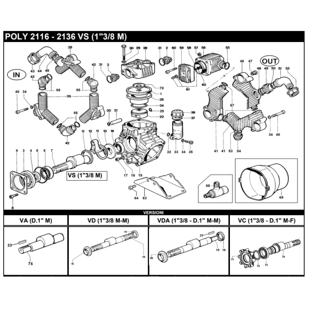 Запчастини на насос POLY-2136 Bertolini