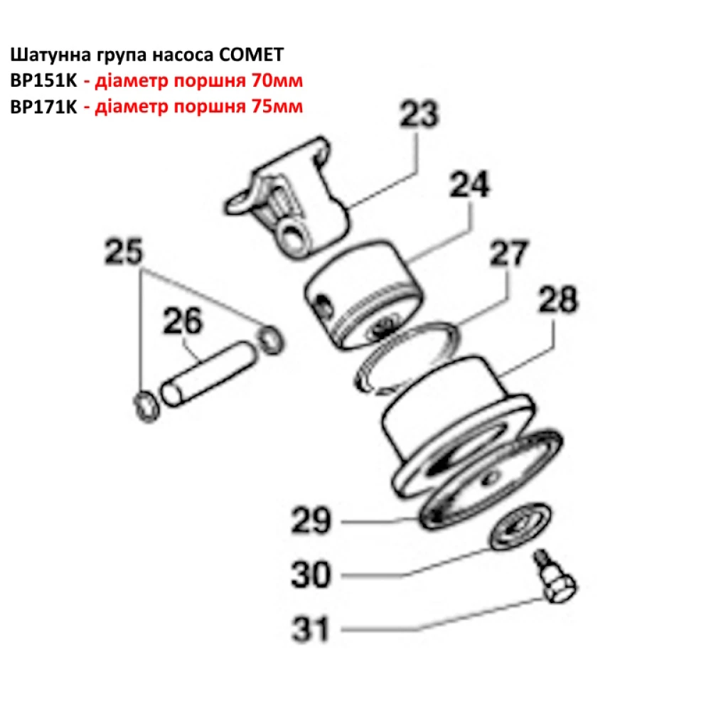 BP151K болт кріплення мембрани Comet BP171K, BP205K, BP235K, BP280K 36050005