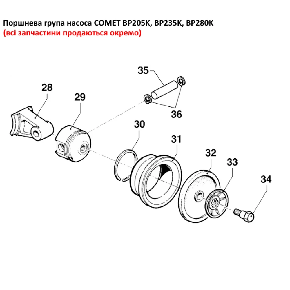 BP280K шатун насоса Comet BP205K, BP235K 02050067