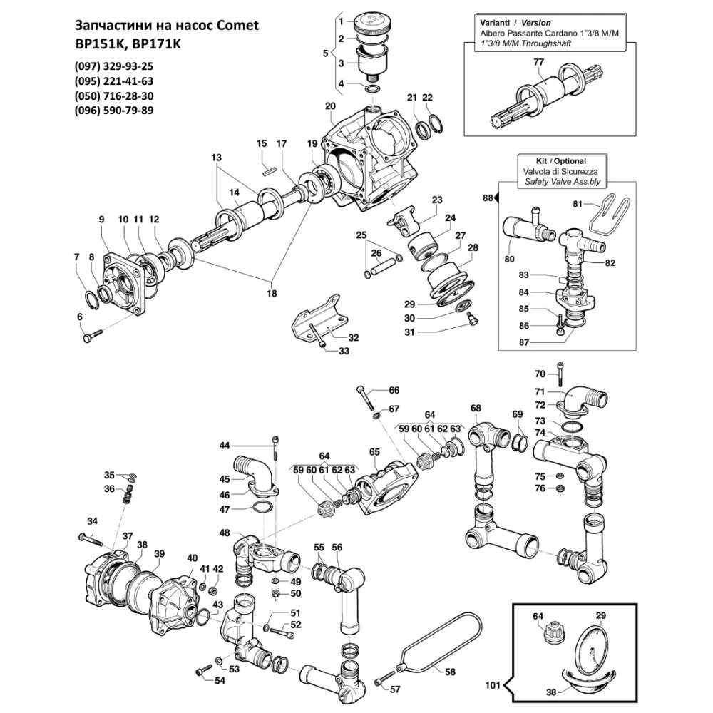 Запчастини на насос Comet BP151 (каталог насоса)
