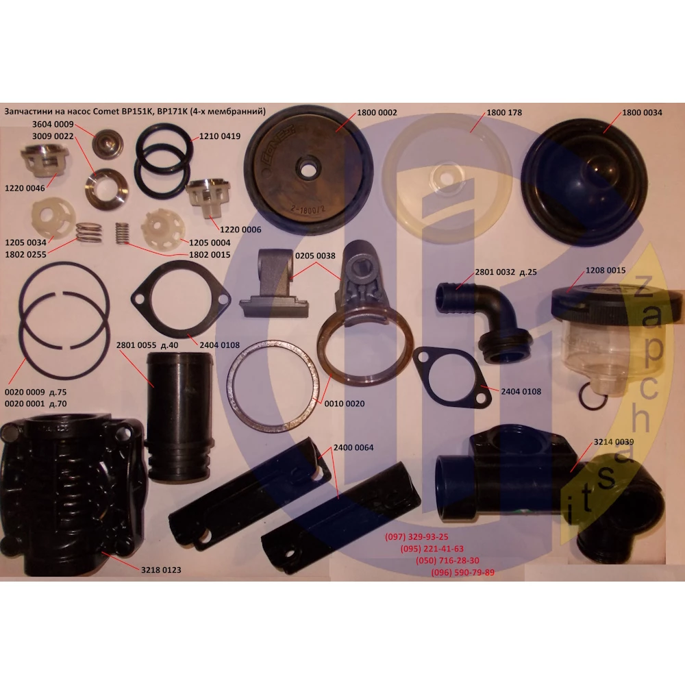 Запчастини на насос Comet BP151 (каталог насоса)