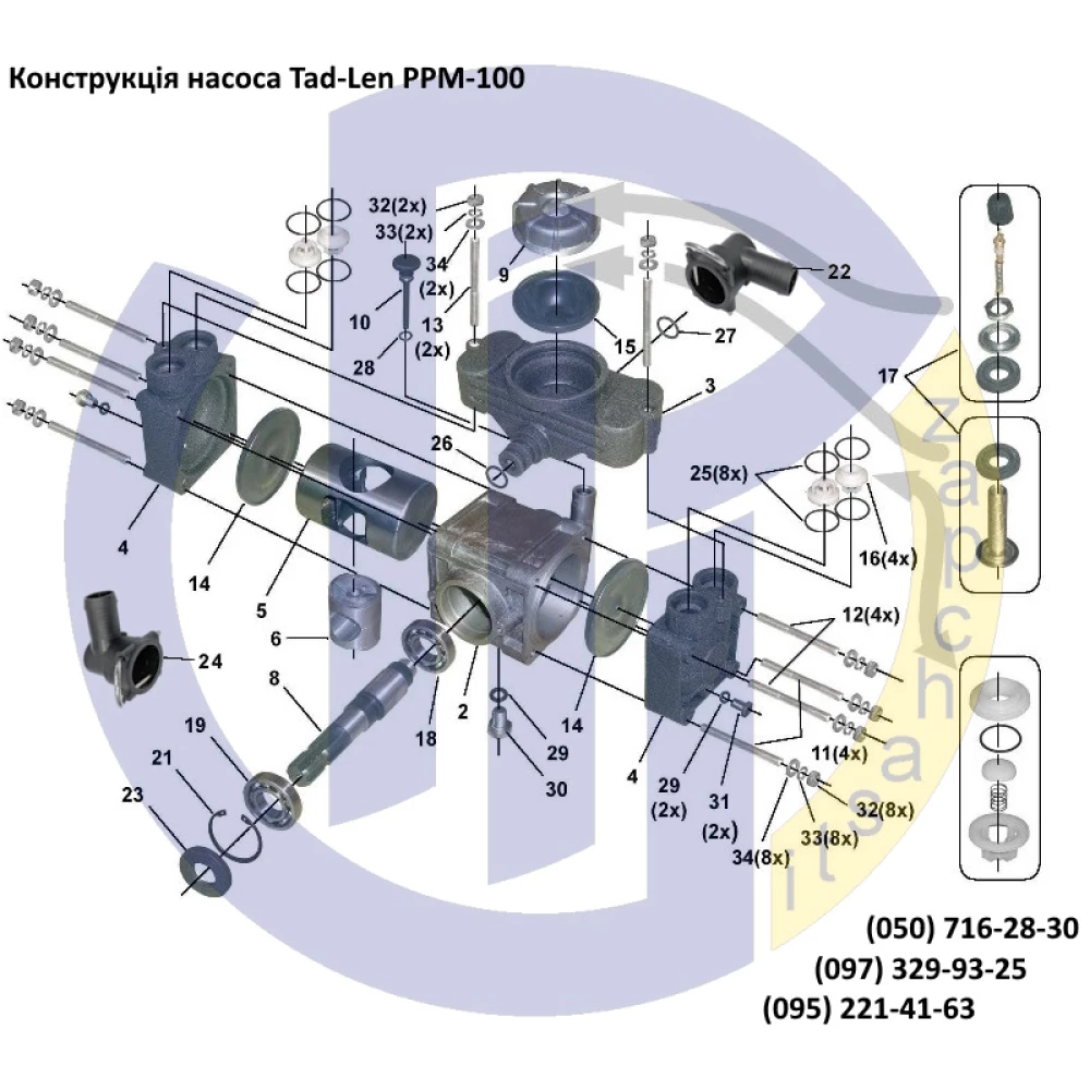  Запчастини на насос Tad-Len PPM-100