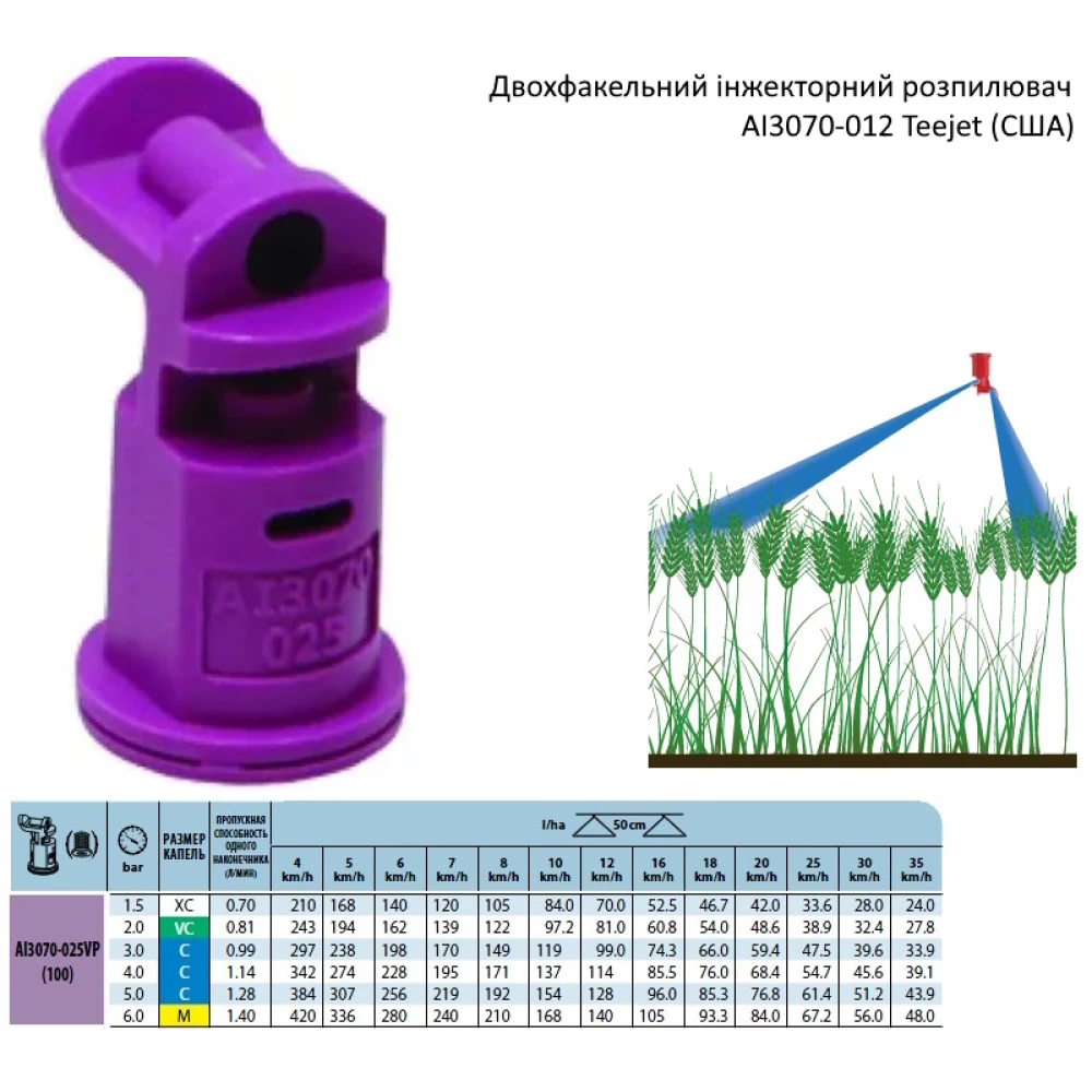Двохфакельний розпилювач AI3070-025 TeeJet (США)
