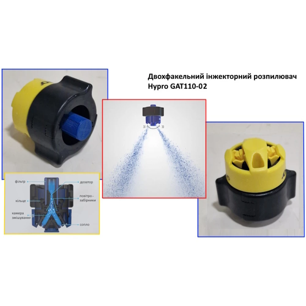 Двох факельний розпилювач Hypro GAT110-02 вилив 100 л/гек