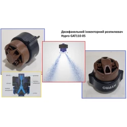 Двох факельний розпилювач Hypro GAT110-05 вилив 250 л/га