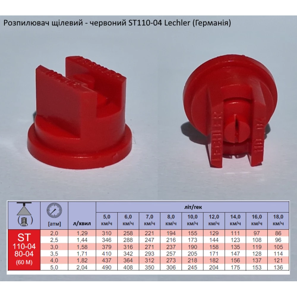 Розпилювач щілевий ST 110-04 вилив 180 літрів - мілка капля Lechler (Германія)
