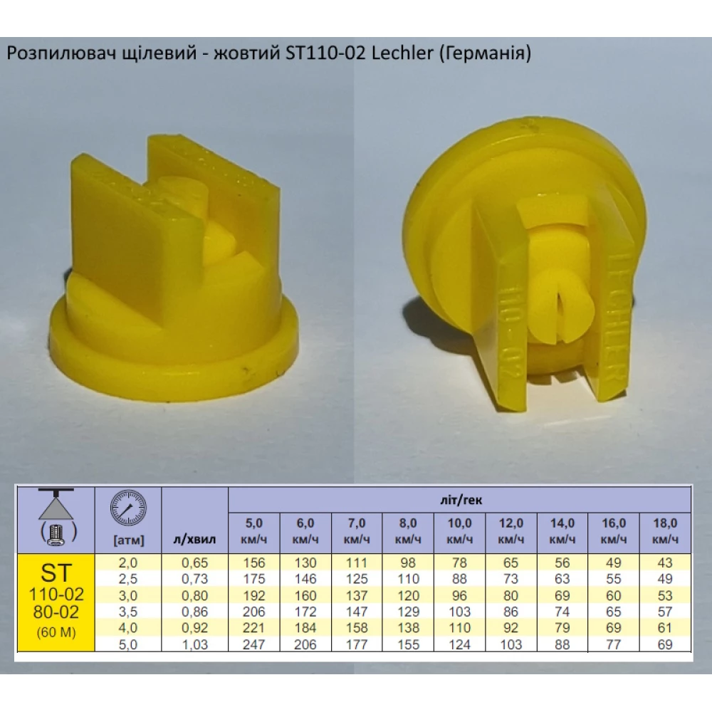 Розпилювач щілевий ST 110-02 вилив 100 літрів - мілка капля Lechler (Германія)