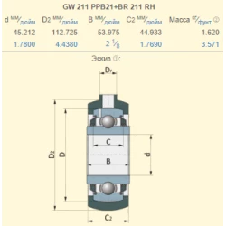 Підшипник Great Plains 822-026C аналог GW211PPB21+BR211RH