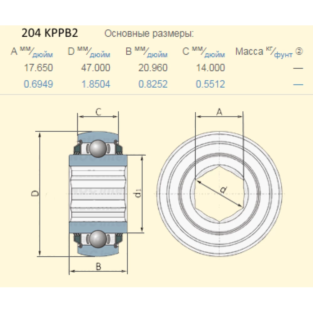 Подшипника Great Plains 822-218C аналог 204KRRB2 AC676062