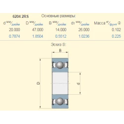 Підшипник Lemken 3198585 аналог 6204-ZZ