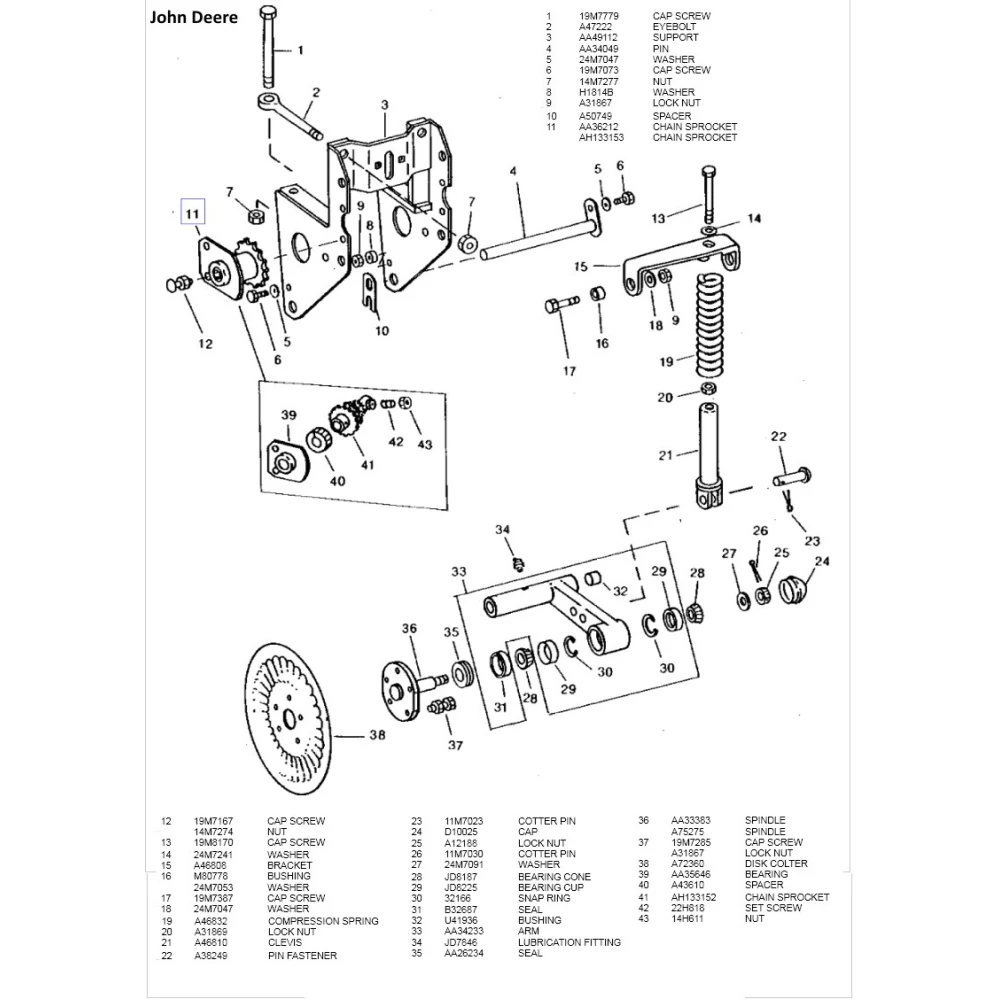 Зірочка 72 мм/51 мм, 6-гран 22 мм Z=19 John Deere AA36212