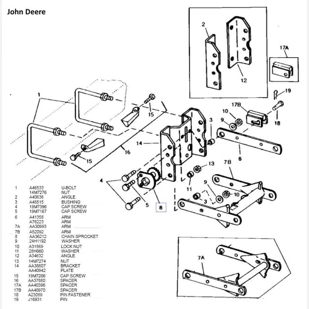 Зірочка 72 мм/51 мм, 6-гран 22 мм Z=19 John Deere AA36212